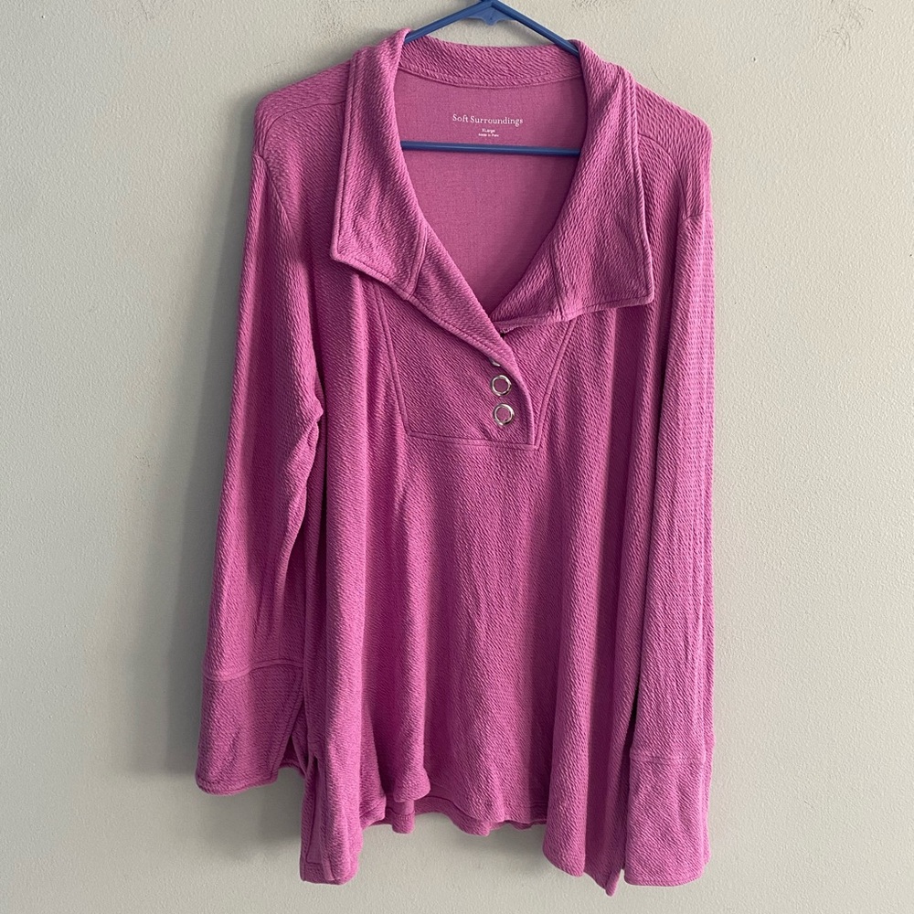 Soft Surroundings Carlile Orchid Purple Collared Blouse - Picture 2 of 8